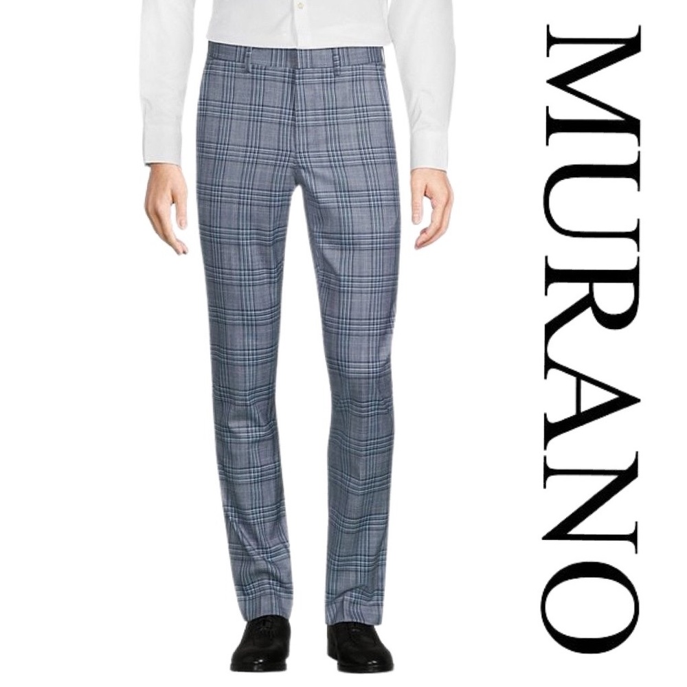 🎩🗝️NWT $80  Murano
Evan Extra Slim Fit Flat Front Plaid Dress Pants
